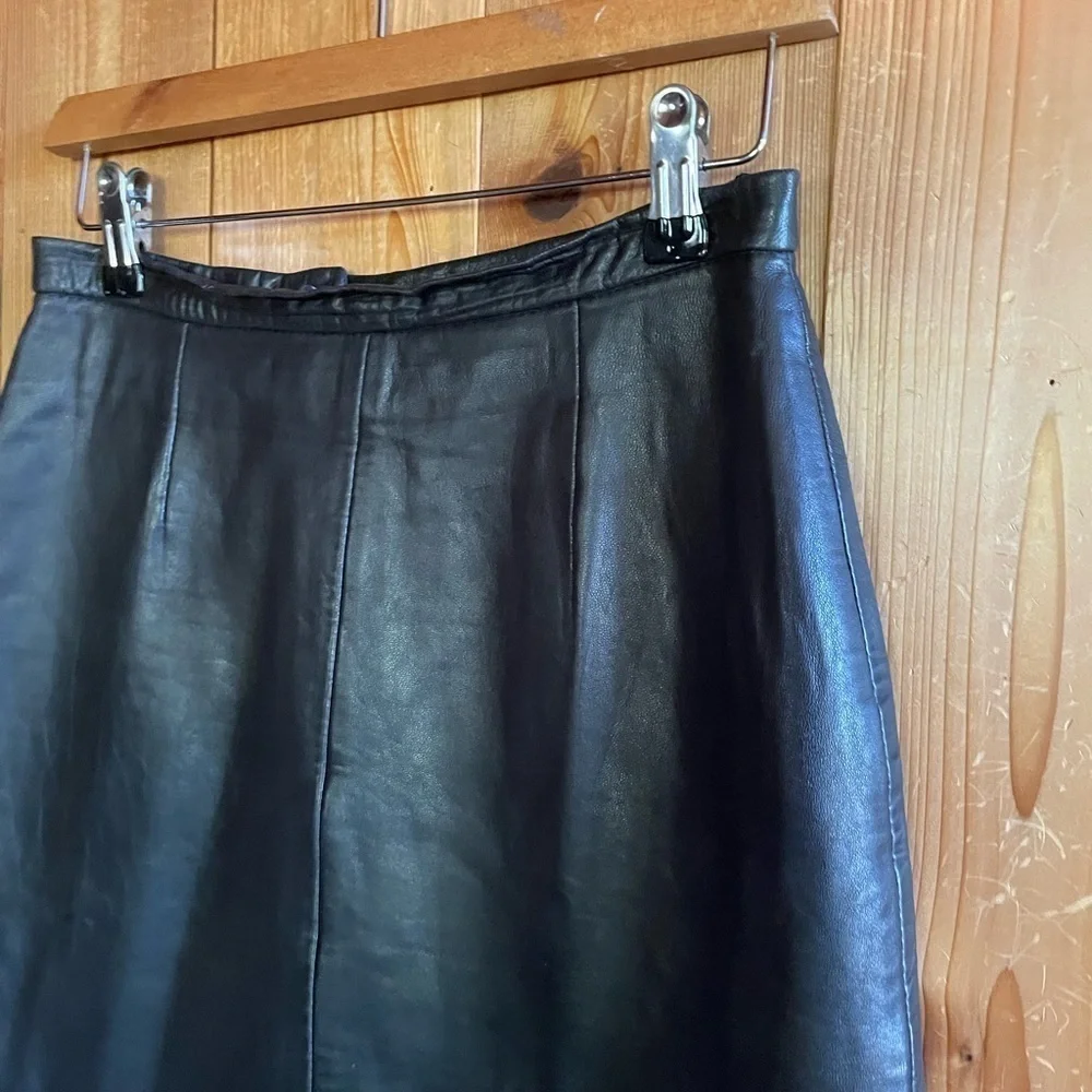 Michael Hoban Black Leather Maxi Skirt - Picture 2 of 5